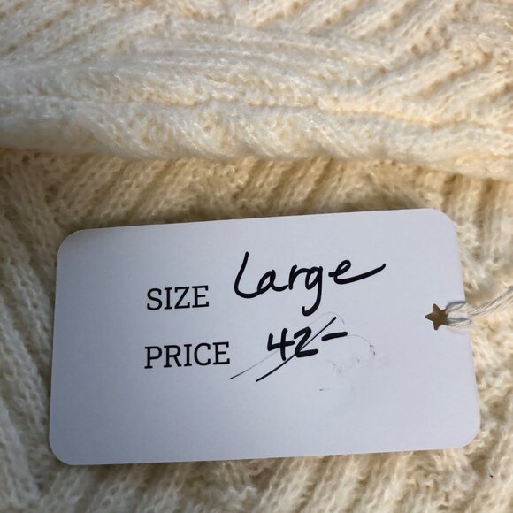 Epretty Cream Textured Knit Pullover Sweater Womens Size Large Long Sleeve NEW - Picture 8 of 9